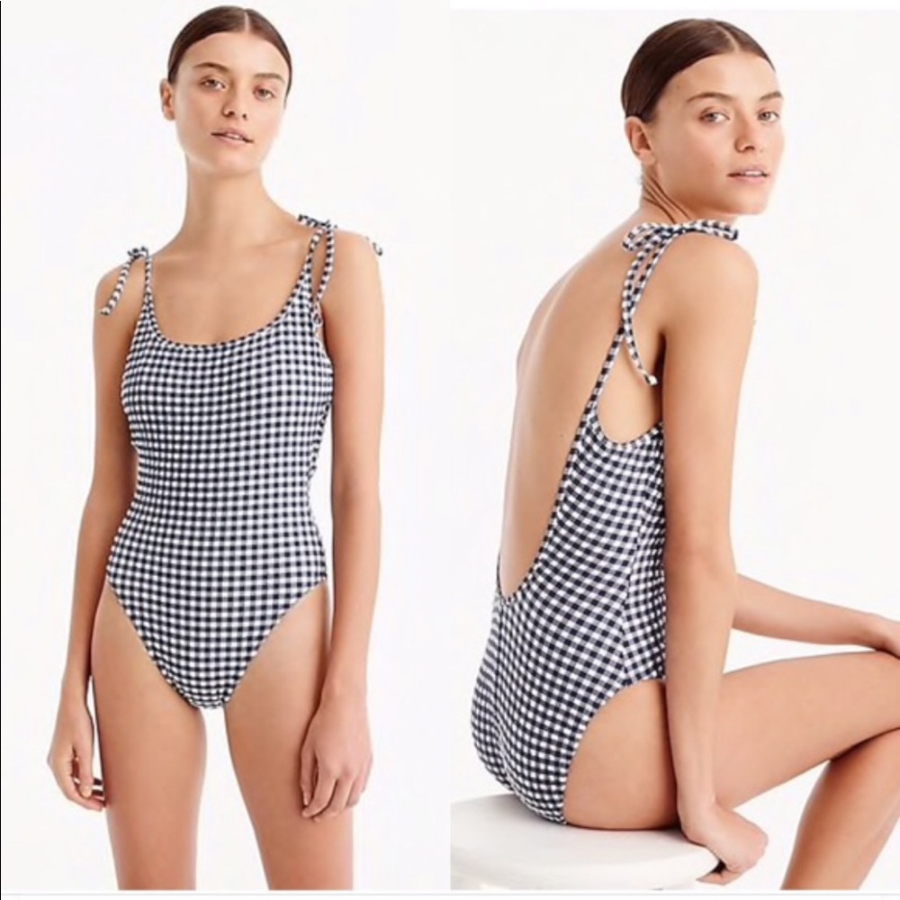 J Crew gingham one piece bathing suit NWT